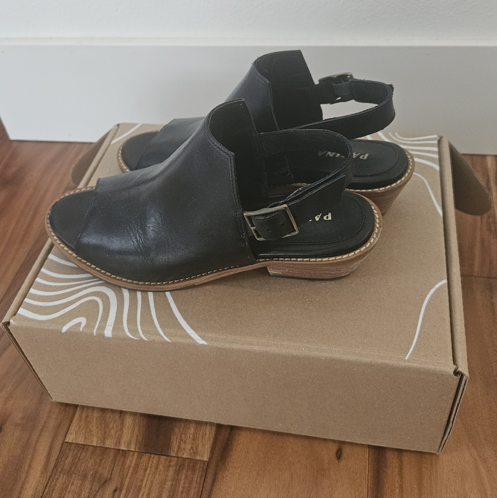 Portland Leather Slingback Mule Sandals Black 7.5